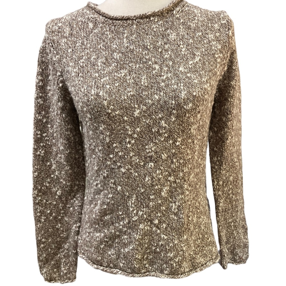 LL Bean tan and white crewneck sweater Size medium
